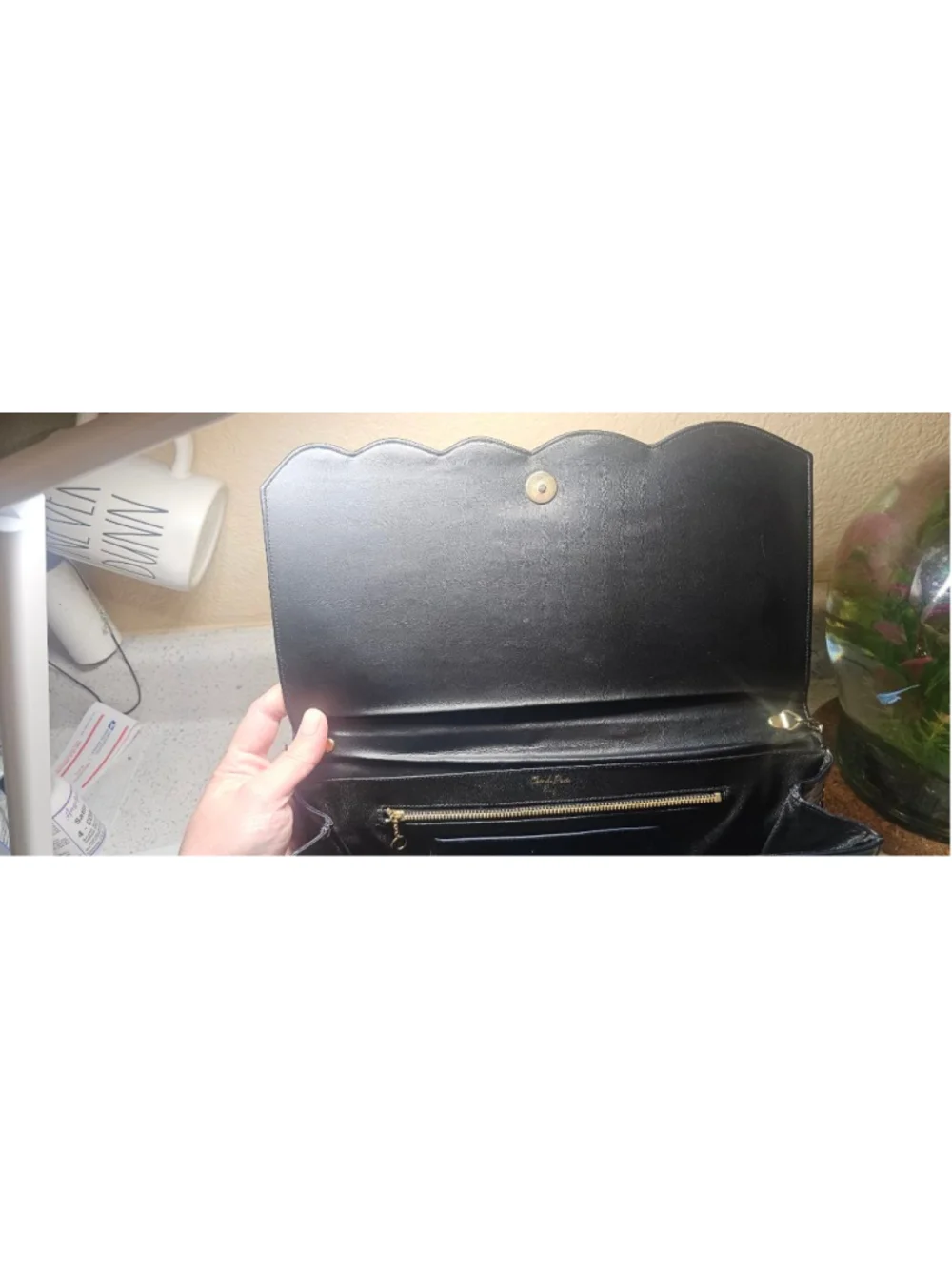 Women's Chic de Paris Blue Leather Clutch Bag